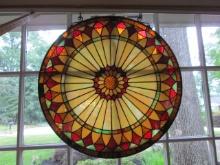 Round Sunburst Stained Glass Style Panel
