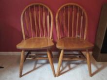 Pair of Oak Windsor Back Side Chairs