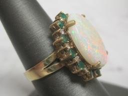 WOW!!! 14k Gold Opal and Emerald Ring