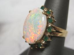 WOW!!! 14k Gold Opal and Emerald Ring