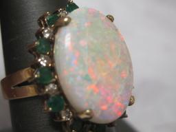 WOW!!! 14k Gold Opal and Emerald Ring
