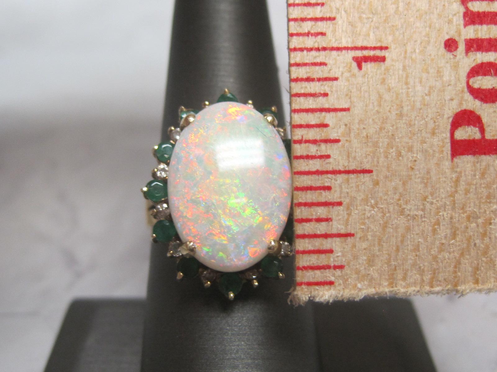 WOW!!! 14k Gold Opal and Emerald Ring