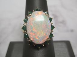 WOW!!! 14k Gold Opal and Emerald Ring