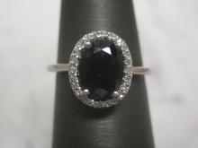 14k White Gold Sapphire and Diamond Ring
