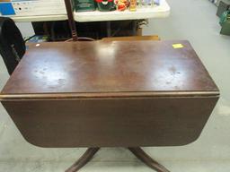 Vintage Brandt Claw Foot Drop-Leaf Wood Table with Middle Drawer