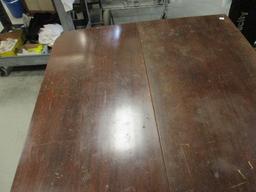 Vintage Brandt Claw Foot Drop-Leaf Wood Table with Middle Drawer