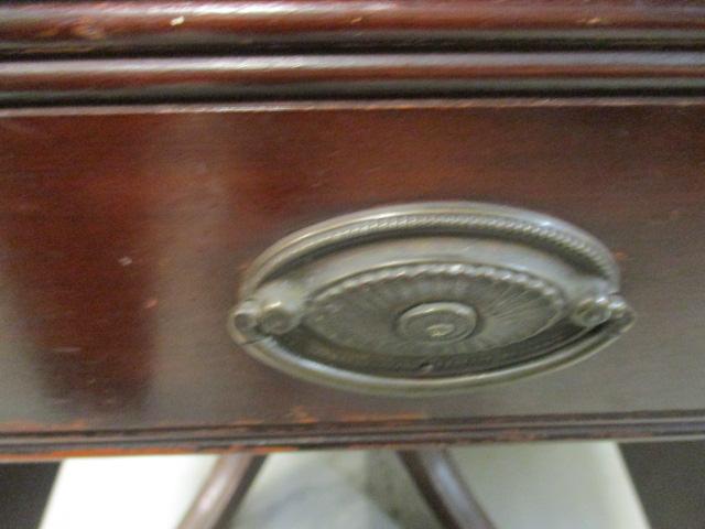 Vintage Brandt Claw Foot Drop-Leaf Wood Table with Middle Drawer