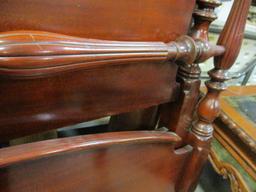 Vintage Full-Size Wood Rice Bed with Wood Rails