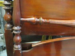 Vintage Full-Size Wood Rice Bed with Wood Rails