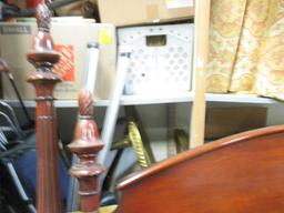 Vintage Full-Size Wood Rice Bed with Wood Rails