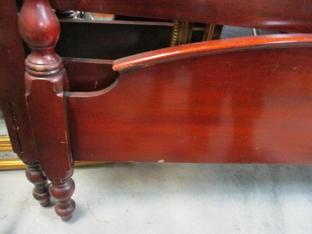 Vintage Full-Size Wood Rice Bed with Wood Rails