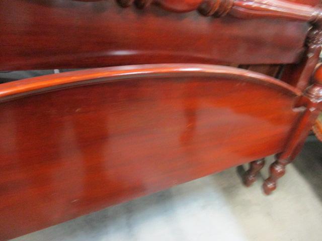 Vintage Full-Size Wood Rice Bed with Wood Rails