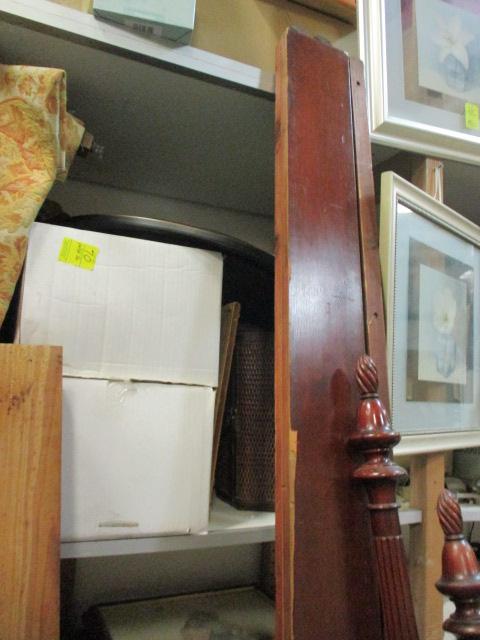 Vintage Full-Size Wood Rice Bed with Wood Rails