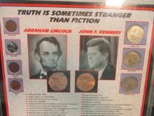 Lincoln and Kennedy "Truth is Stranger Than Fiction" Historical Coin Display