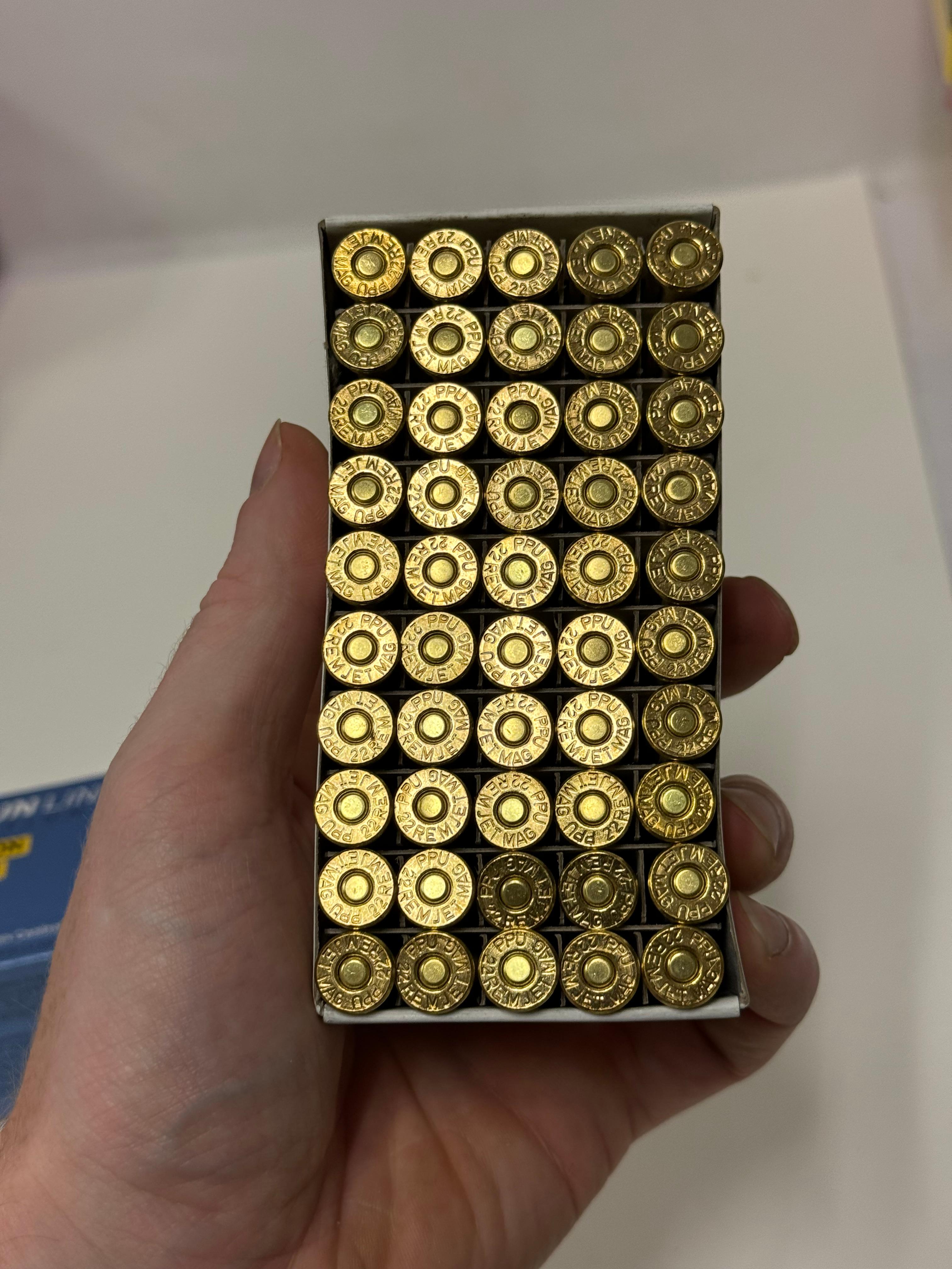NIB 50rds. of .22 REM. "JET" Magnum 45gr. SP PPU Ammunition