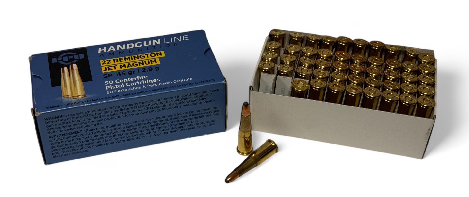NIB 50rds. of .22 REM. "JET" Magnum 45gr. SP PPU Ammunition