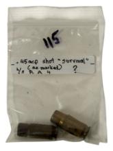 (2) .45 ACP CF Shot labeled "Survival" Collectible Cartridge Ammunition