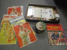 Lot of Vintage Wade Hampton Football Programs, Framed Atlantic Falcons