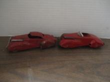 2 Vintage Marx "Honeymoon Garage" Metal Cars with Key