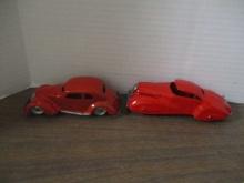 2 Vintage Tippco Tin Wind-Up Toy Cars with Key