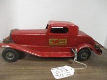 Vintage Girard" Fire Chief Siren Coupe" Wind-Up Toy Car with Lights and Key