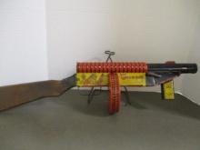 Vintage Marx "G-Man Gun" Wind-Up Tin Shooter with Wood Handle
