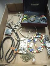 Lot of Estate Jewelry - Watches, Bolo Tie, Necklaces, etc.