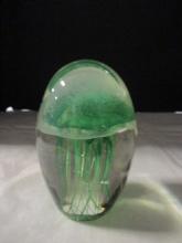 Blown Art Glass Jellyfish Paperweight - Glows in the Dark