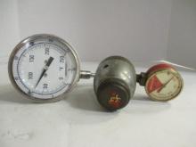 Prest-O-Lite Acetylene Regulator and Ashcroft Bimetal Thermometer