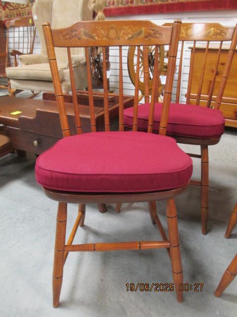 Four Hitchcock Spindle Back Side Chairs with Removable Seat Cushions