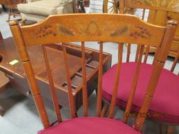 Four Hitchcock Spindle Back Side Chairs with Removable Seat Cushions