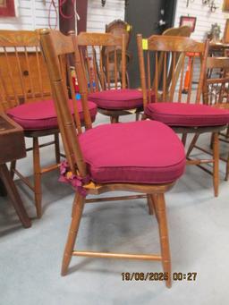 Four Hitchcock Spindle Back Side Chairs with Removable Seat Cushions