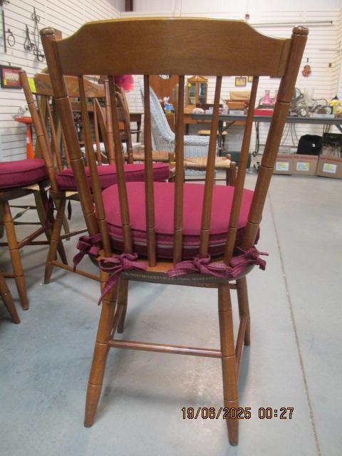 Four Hitchcock Spindle Back Side Chairs with Removable Seat Cushions