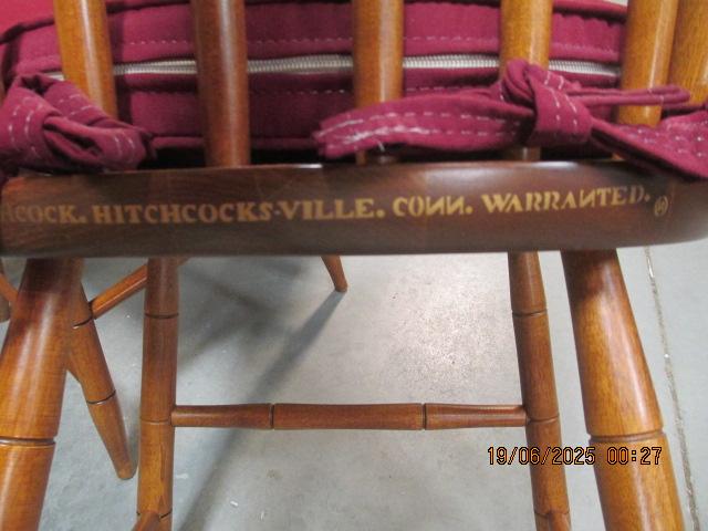 Four Hitchcock Spindle Back Side Chairs with Removable Seat Cushions