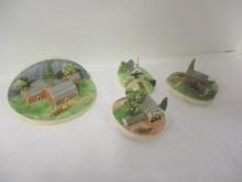 Four 1980s Sebastian Signed and Numbered Hudson, Massachusetts Miniatures
