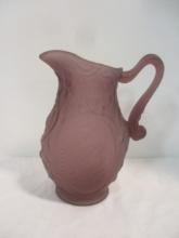 Amethyst Satin Glass Cameo Image Pitcher