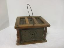 Antique Wood and Punched Tin Carriage Foot Warmer