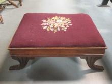 Mahogany Needlepoint Foot Stool