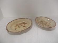 Antique Royal Premium T&R Boote "Summer Time" Ironstone Oval Bowl and Dish