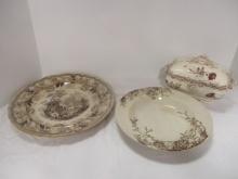 Antique Ironstone Tureen, Bowl and Plate