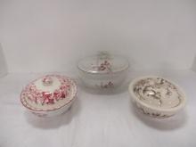 Three Antique Ironstone Butter/Soap Dishes