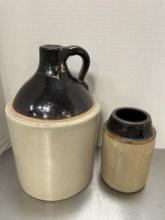 Vintage Stoneware Brown/White Jug and Crock