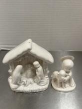 Ceramics by Gurtrude Musical Nativity and Goebel "Angel with Lamb"
