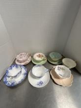 Six Shelley Fine Bone China Teacups and Saucers
