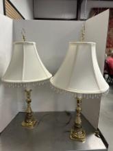 Pair of Baldwin Brass Candle Stick Buffet Lamps