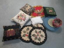 Hook Rug Chair Seat Covers, Braided Coil Seat Covers, Needlepoint and Tapestry