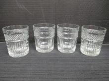 Four Libbey Clear Glass Old Fashion Tumblers