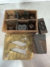 Vintage Printers Type Set Blocks and Brass "W" Stencil