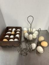 Vintage "Star Egg Carriers and Trays" Carton and Wire Egg Holders