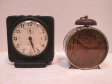 Vintage Waterbury Clock Co. "Turnout" Winding Alarm Clock and Waralarm